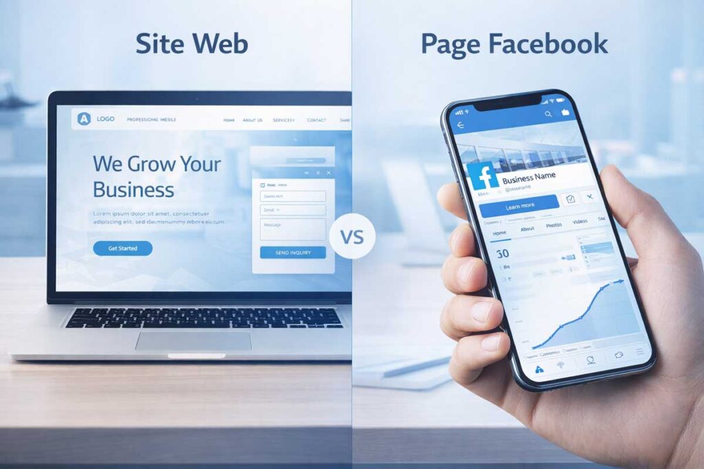 Comparaison entre un site web et une page Facebook pour une entreprise